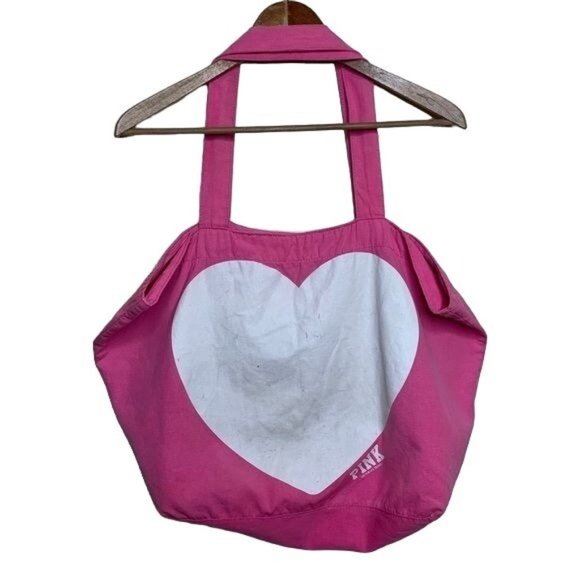 Victoria's Secret PINK Tote Bag Have A Heart Large Pink White Gold Beach Gym - Picture 3 of 10